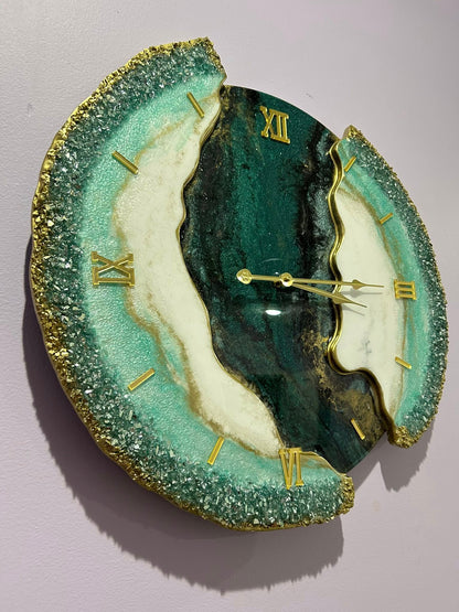 ClockEmerald green and crystals with gold accent