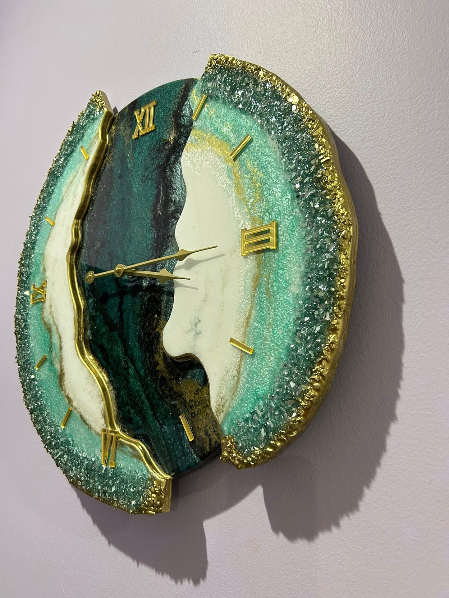 ClockEmerald green and crystals with gold accent